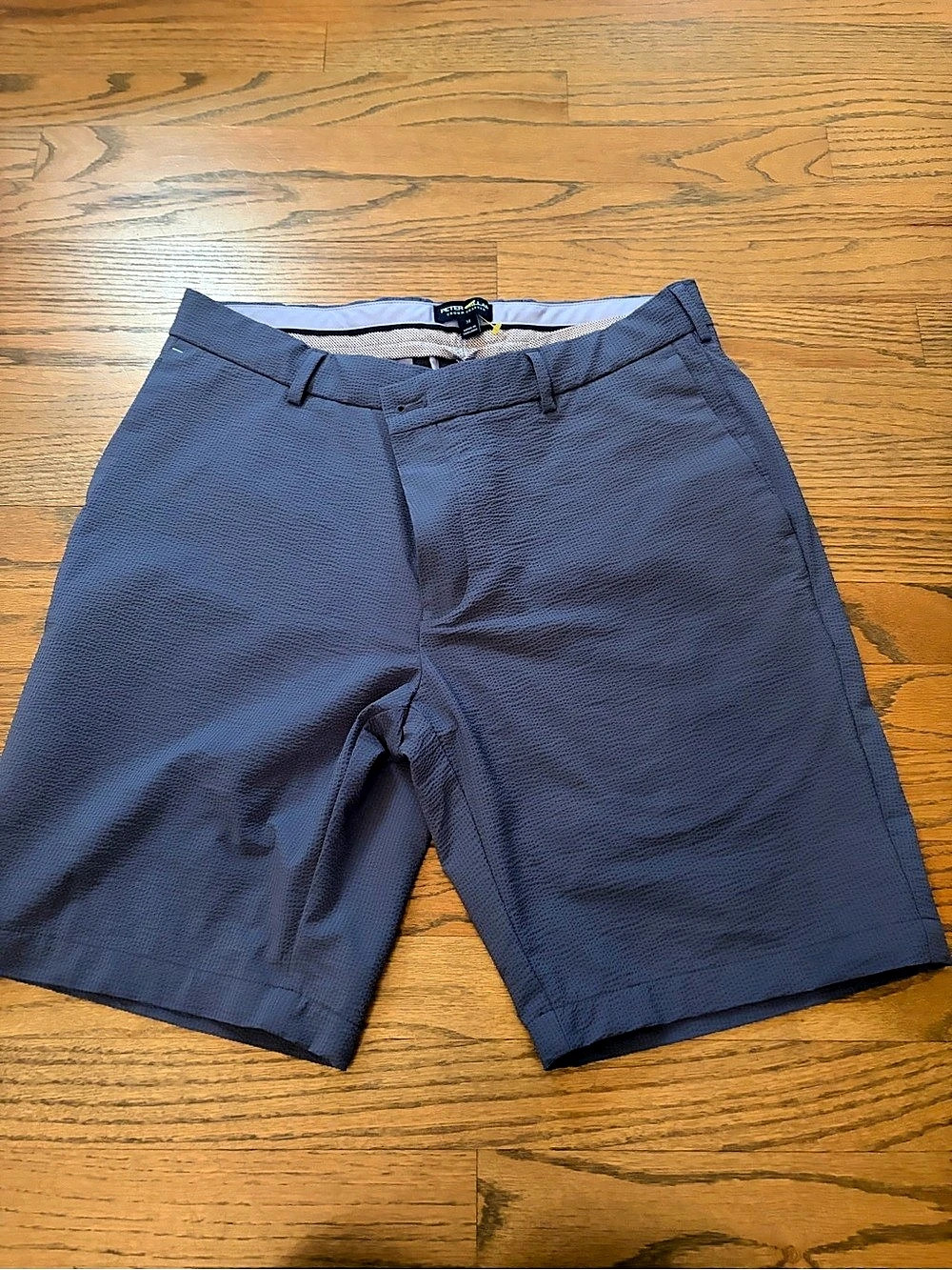 Peter Millar Crown Crafted Matlock Seersucker Performance Shorts Blue Waist 34